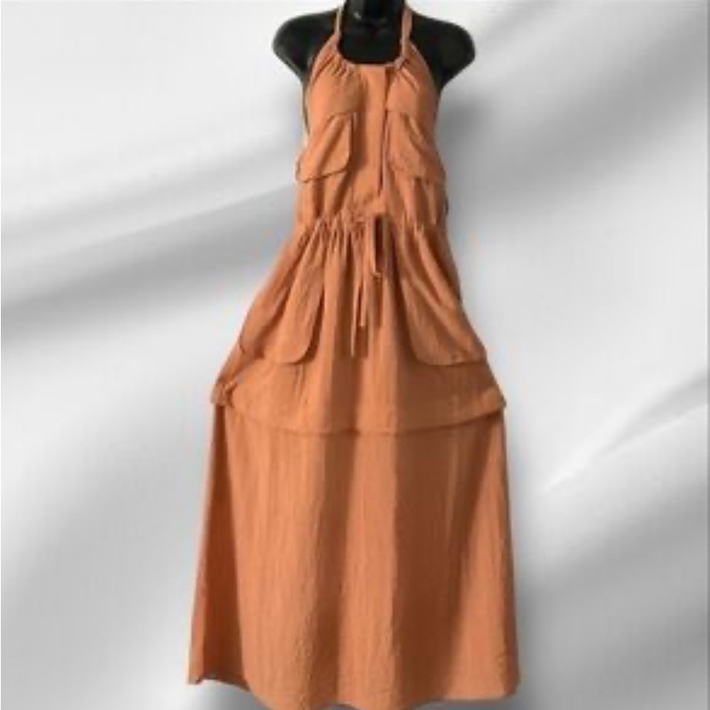 Elegant Forever 21 Dusty Rose Halter Maxi Dress Tiered Size Large